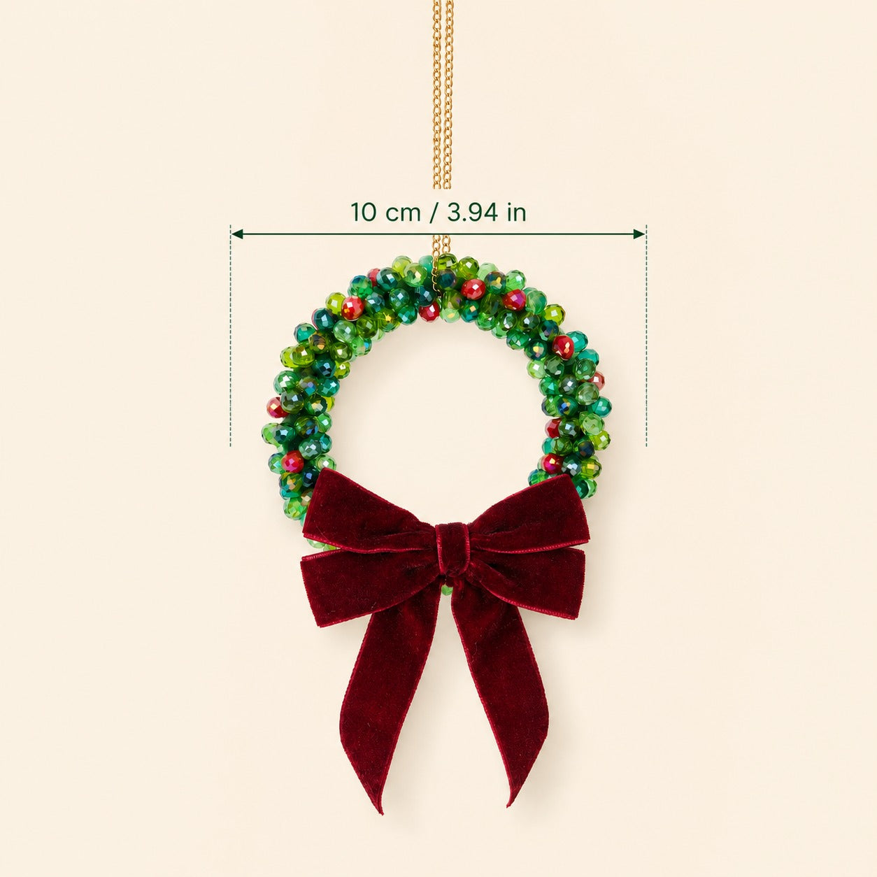 Beaded Christmas Wreath Ornament