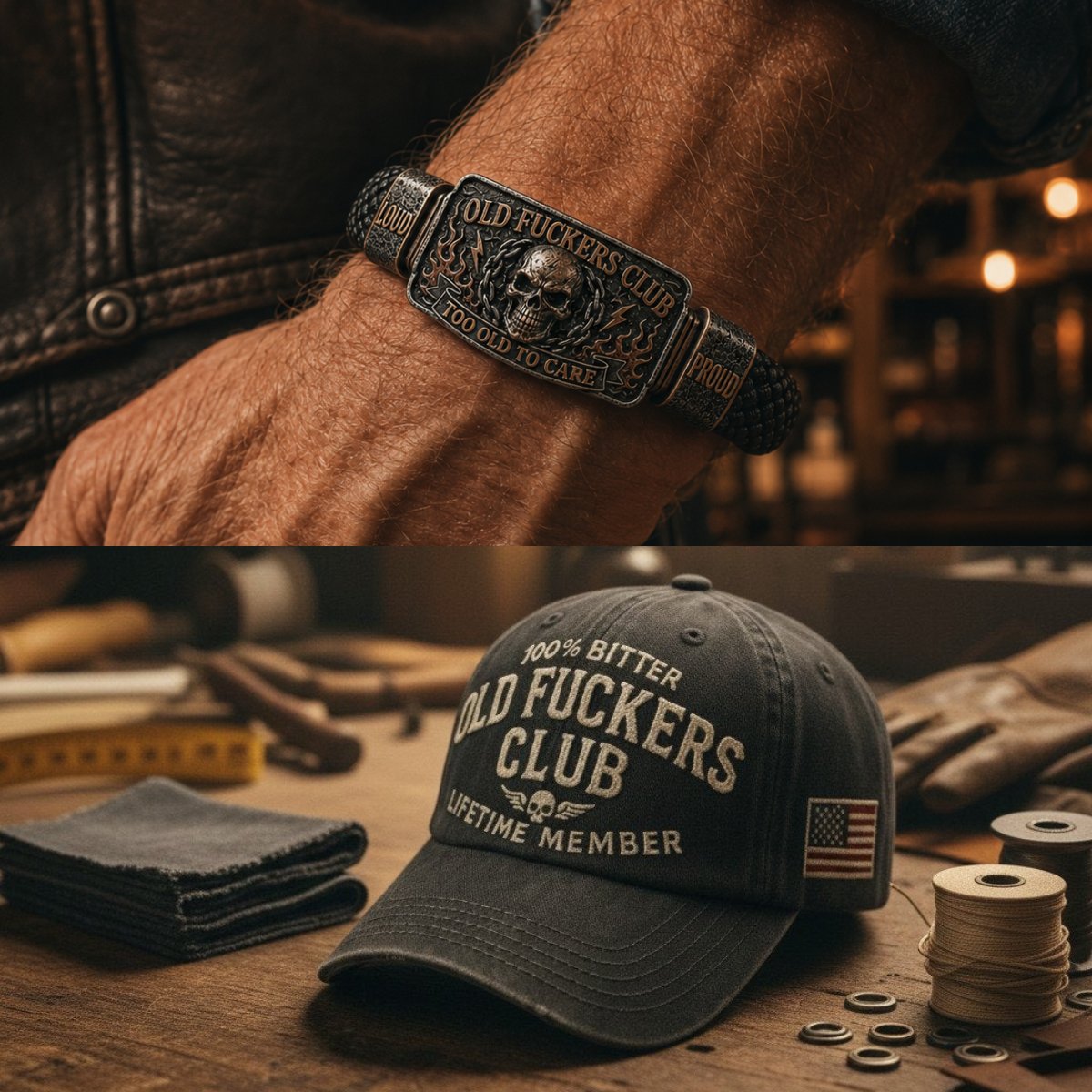 ☠️ Old Fuckers Club & Wild Freedom 🪓 | 2026 Limited Edition Vintage Bracelet - Only 17 Left