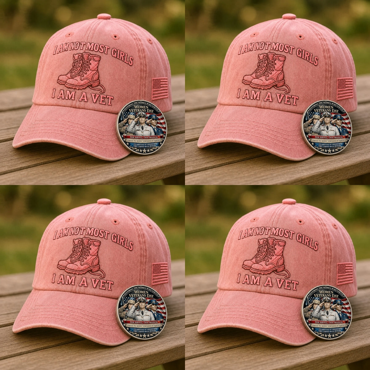 ❤️"I Am Not Most Girls I Am A Vet" Veteran Embroidered Cap 🎁 With Free Women Commemorative Coin