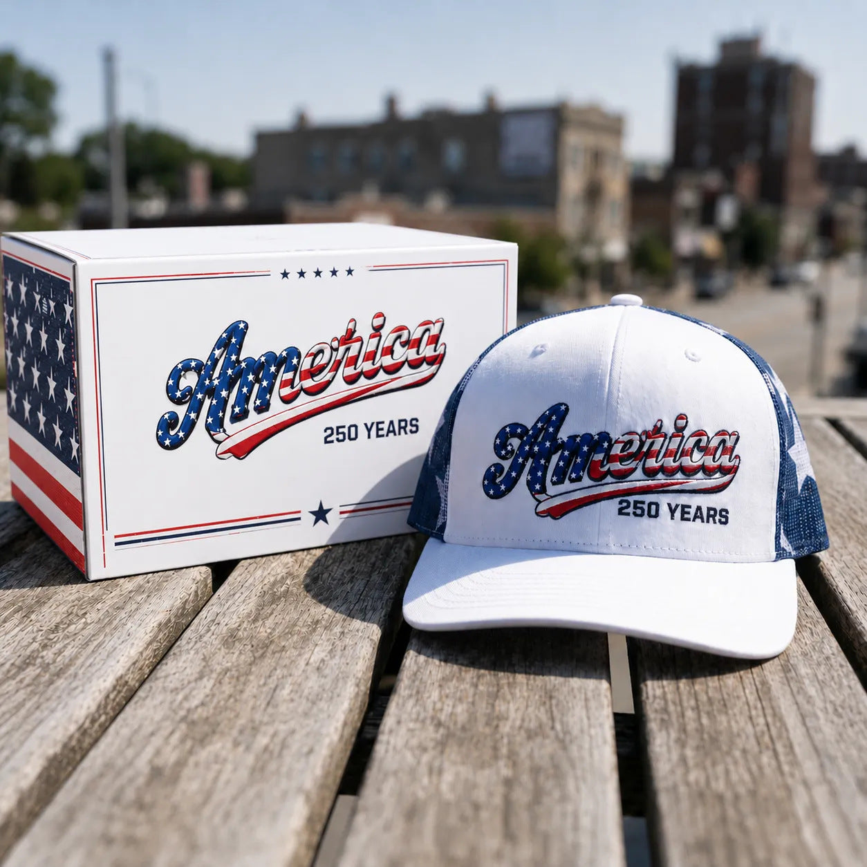 ❤️ 🇺🇸 US 250 Years Patriotic Embroidered Mesh Trucker Cap