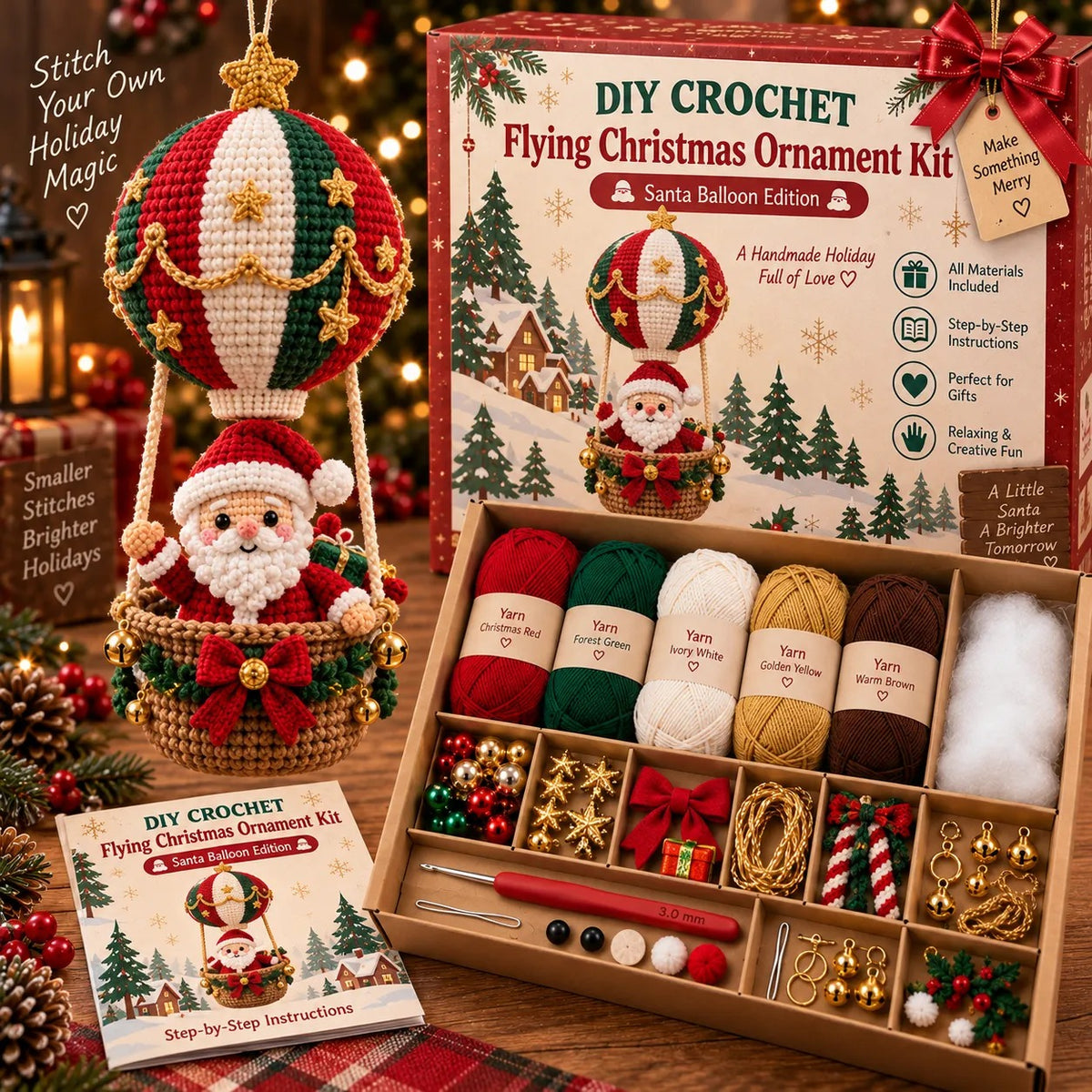 🧶 Flying Christmas DIY Crochet Kit — Create Your Own Magical Holiday Ornament
