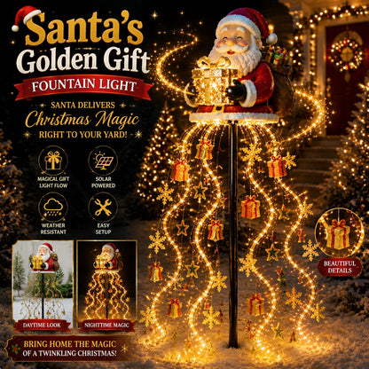 🎅✨ Santa’s Golden Gift Fountain Light 🎁🌟