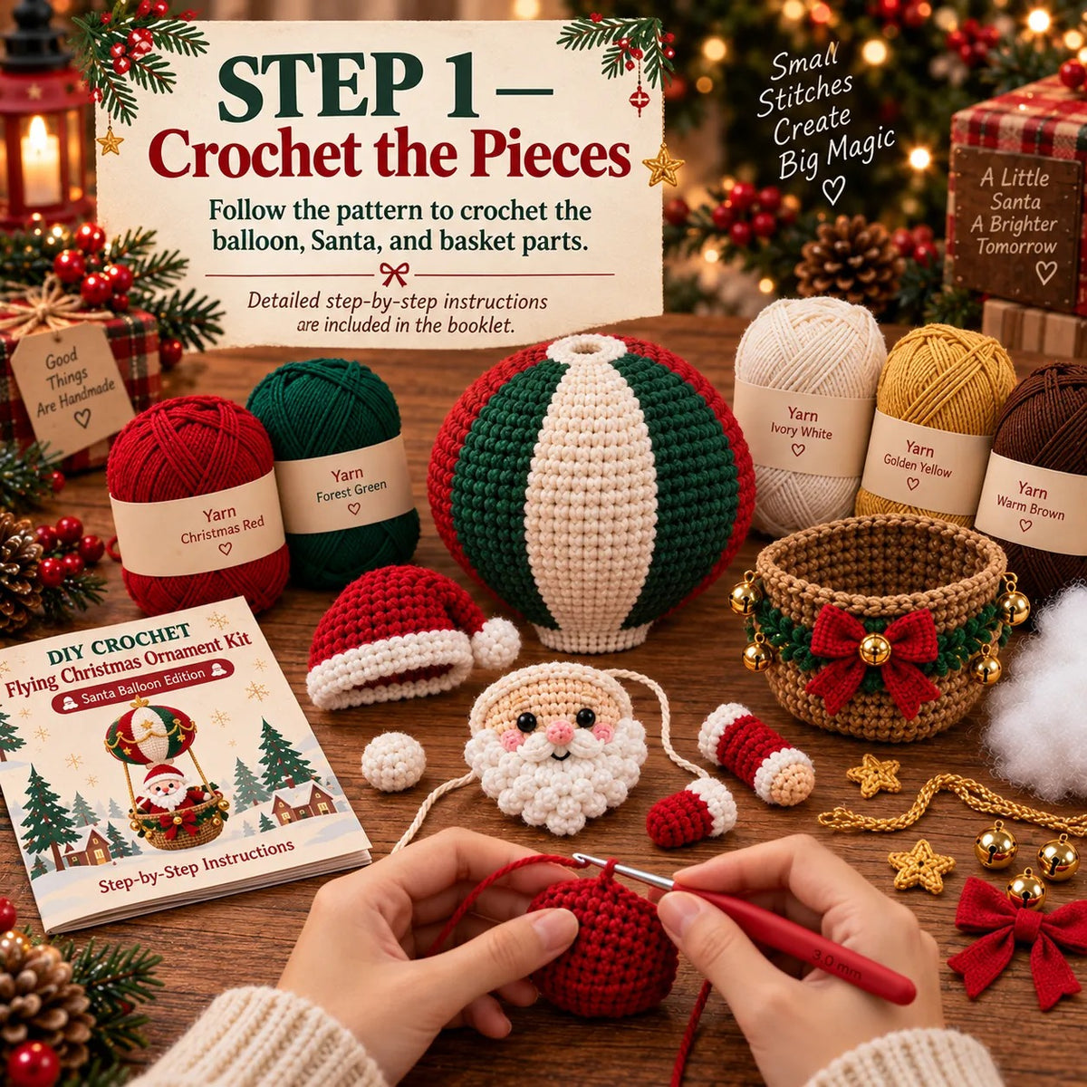 🧶 Flying Christmas DIY Crochet Kit — Create Your Own Magical Holiday Ornament