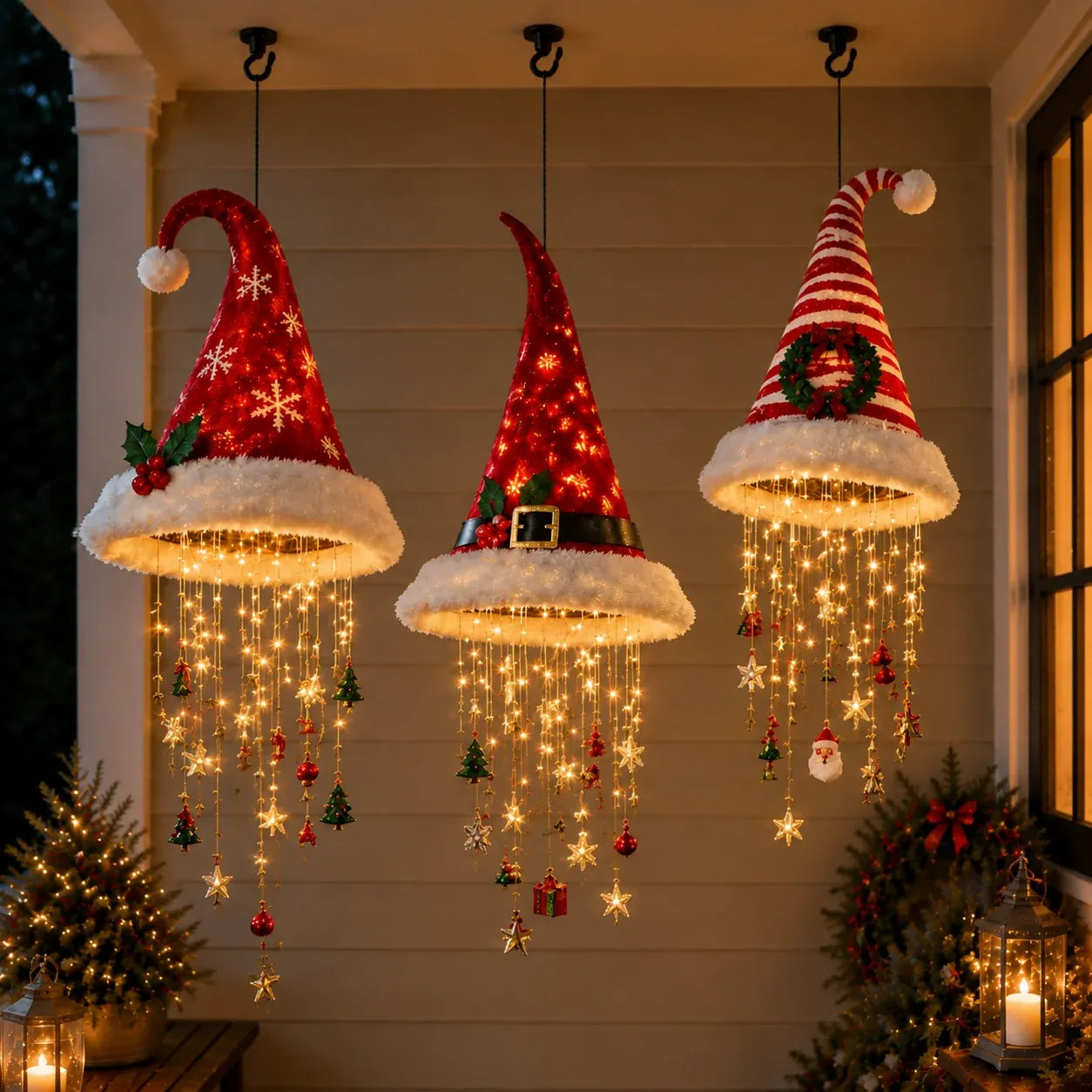 🔥Today 49% OFF - Lighted Santa Hat Hanging Chandelier 🎄