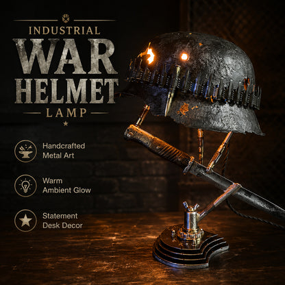 ⏰ 49% OFF Today Only! – 💡 War Relic Vintage Helmet Table Lamp