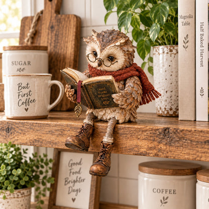 Handmade Reading Owl Figurine