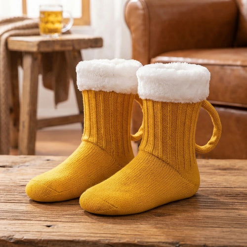 BrewBoot Beer Mug Socks – Cozy Knit Novelty Socks for Beer Lovers