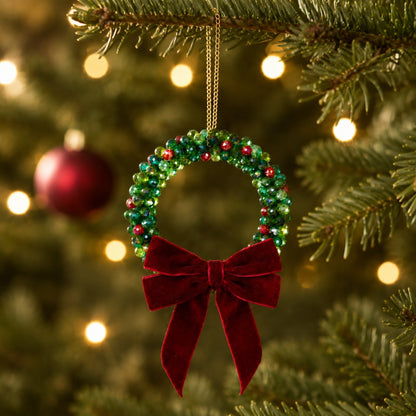 Beaded Christmas Wreath Ornament