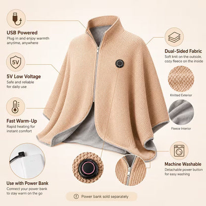 Wearable Heated Blanket Shawl | Portable USB-Powered Warmth for Home, Work & Outdoors