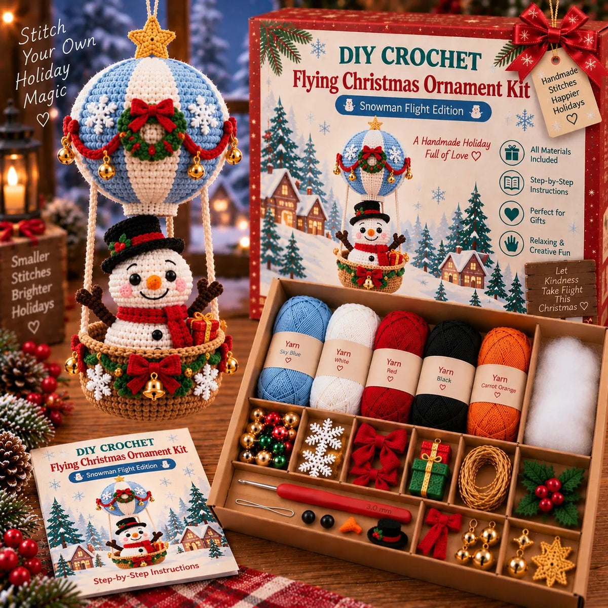 🧶 Flying Christmas DIY Crochet Kit — Create Your Own Magical Holiday Ornament