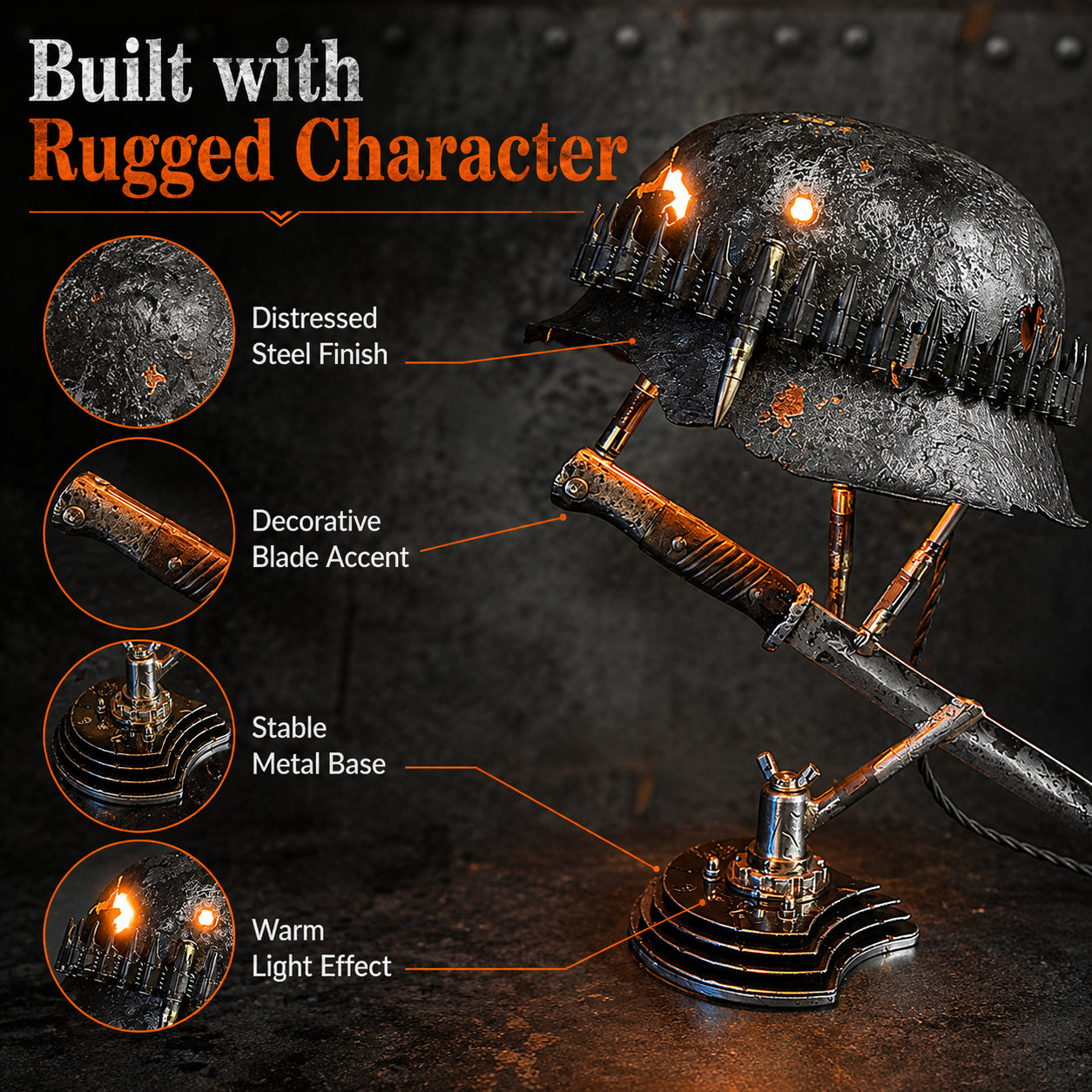 ⏰ 49% OFF Today Only! – 💡 War Relic Vintage Helmet Table Lamp