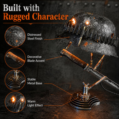 ⏰ 49% OFF Today Only! – 💡 War Relic Vintage Helmet Table Lamp