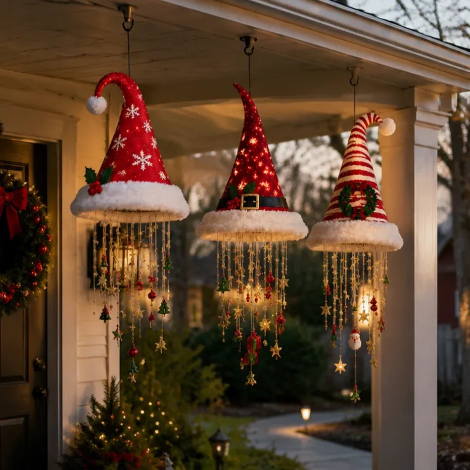 🔥Today 49% OFF - Lighted Santa Hat Hanging Chandelier 🎄
