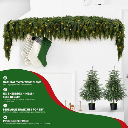 🏆2026 HOT SALE💥 Pre-lit Christmas Cedar Garland