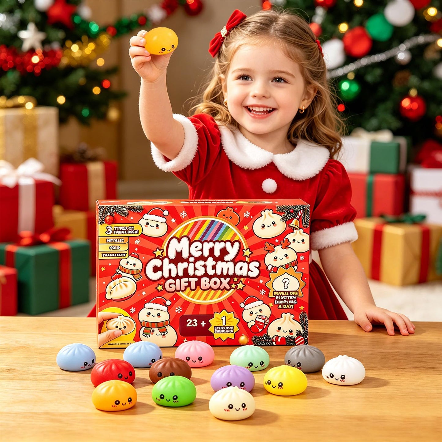 🎅2026 Christmas Squishy Advent Calendar - 24 Days Dumpling Squishies Toys
