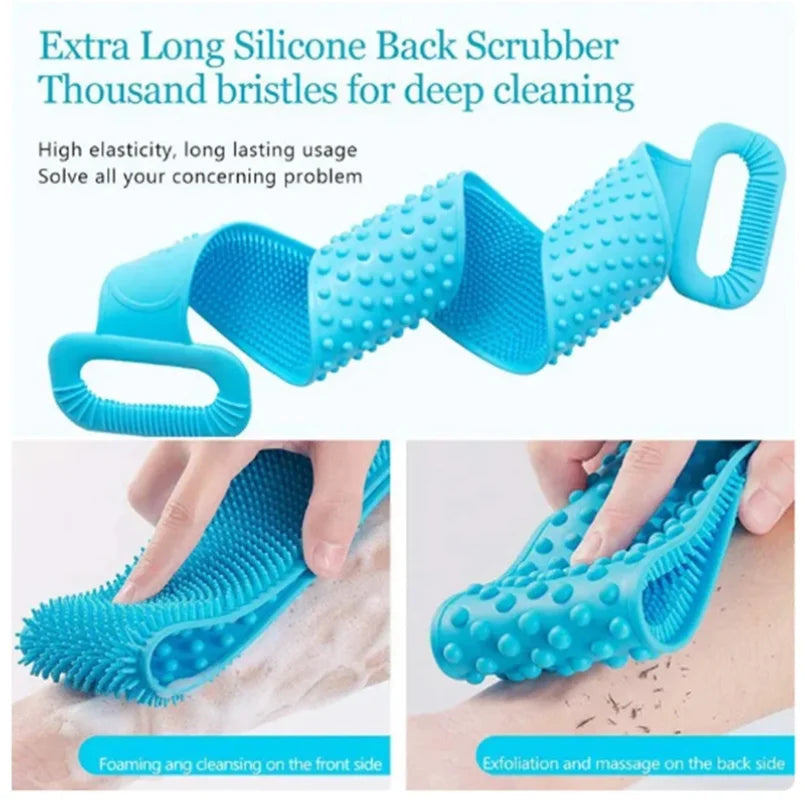 Body Silicone Brush Scrub Body Exfoliating Sponge Brush Bathroom Shower Back Brush Bath Scrub Clean Tool Stain Removal Bath Belt