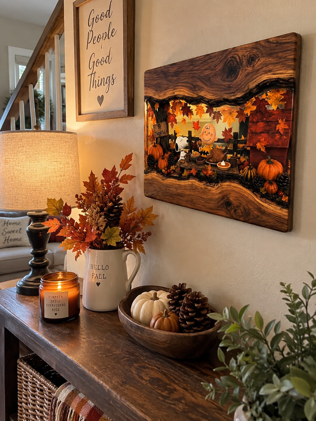 🍂Handmade Harvest Ember Wood & Resin Board – Autumn Charcuterie & Thanksgiving Decor - 🔥Only 7 Left