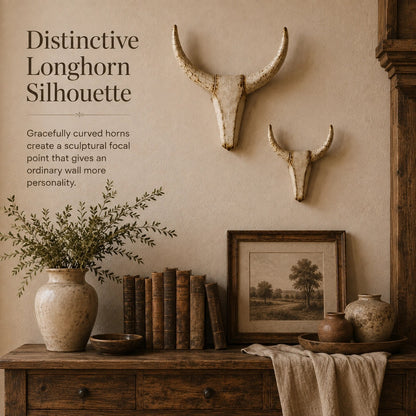 Vintage Distressed Longhorn Wall Sculpture
