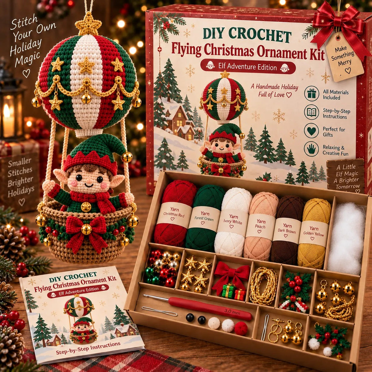 🧶 Flying Christmas DIY Crochet Kit — Create Your Own Magical Holiday Ornament