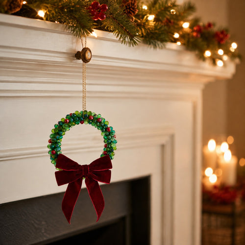 Beaded Christmas Wreath Ornament