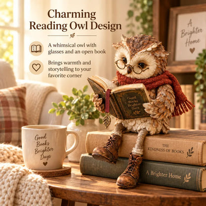 Handmade Reading Owl Figurine
