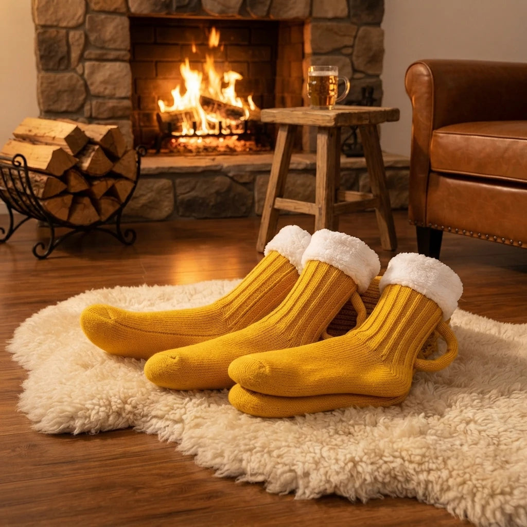 BrewBoot Beer Mug Socks – Cozy Knit Novelty Socks for Beer Lovers