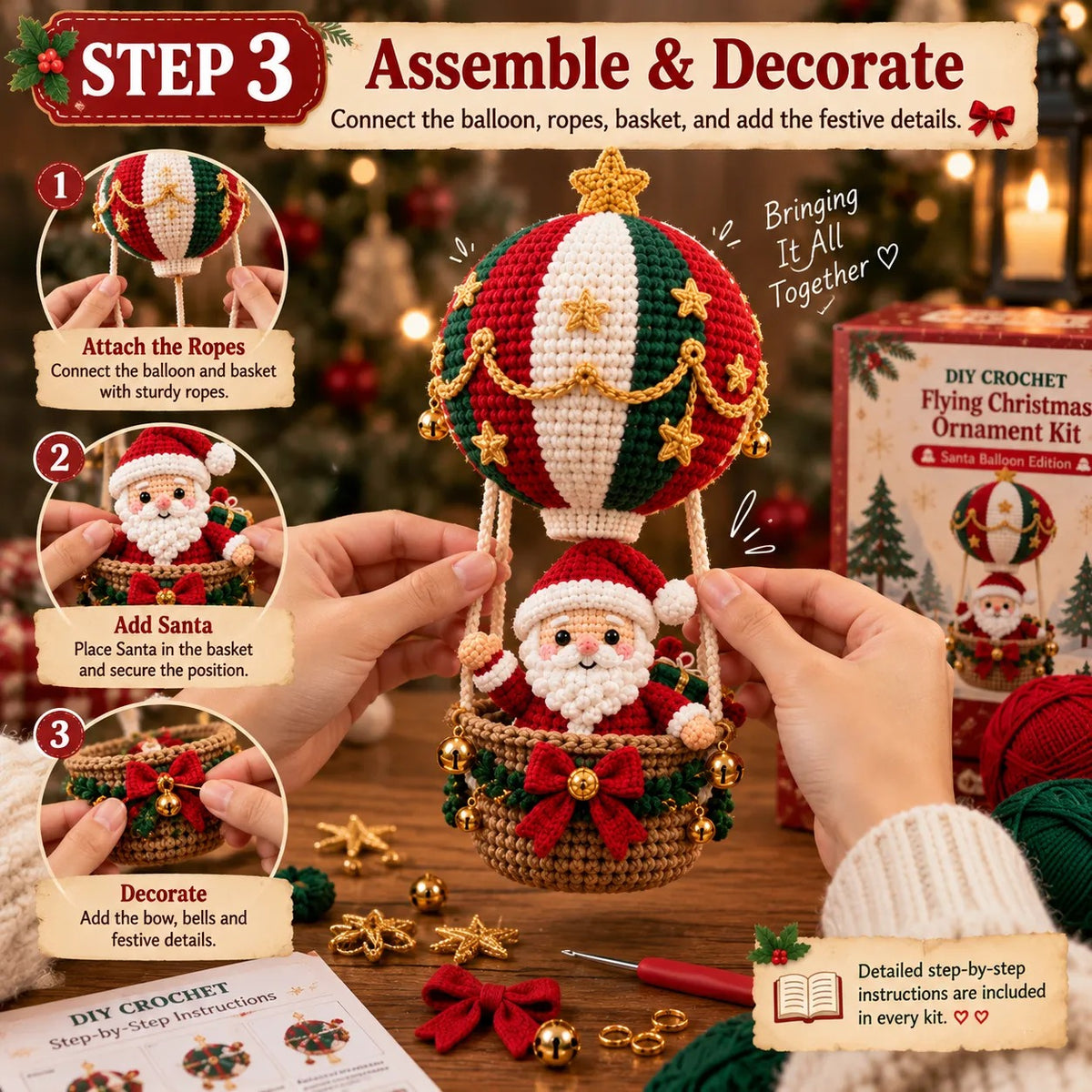 🧶 Flying Christmas DIY Crochet Kit — Create Your Own Magical Holiday Ornament
