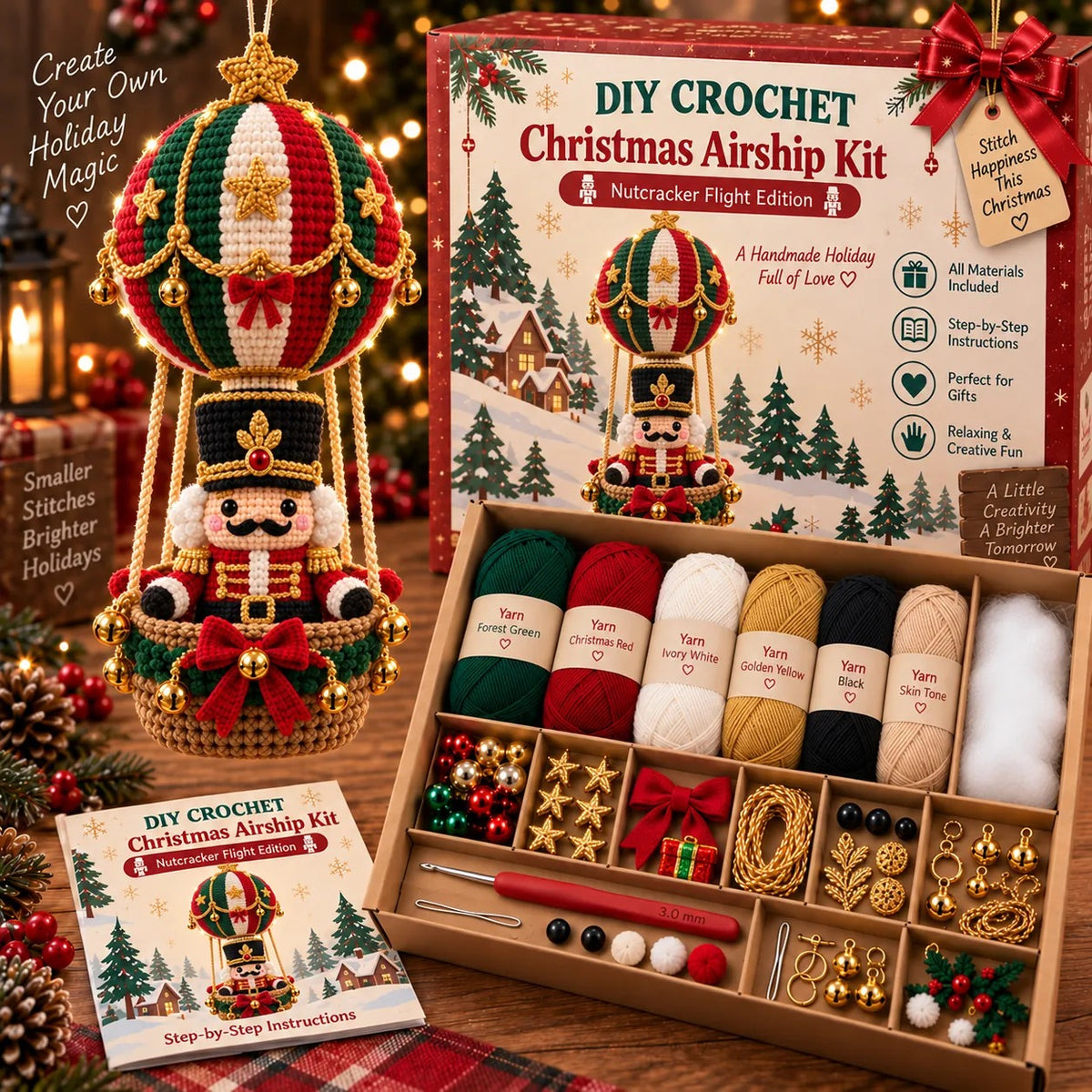 🧶 Flying Christmas DIY Crochet Kit — Create Your Own Magical Holiday Ornament