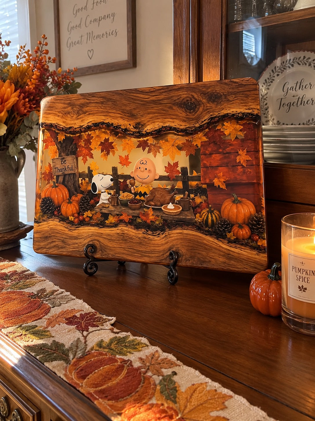 🍂Handmade Harvest Ember Wood & Resin Board – Autumn Charcuterie & Thanksgiving Decor - 🔥Only 7 Left