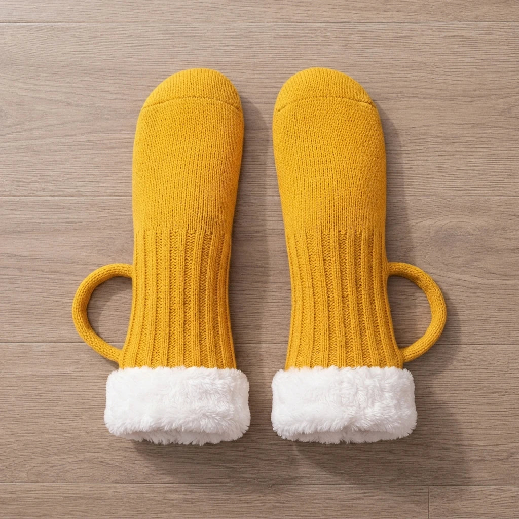 BrewBoot Beer Mug Socks – Cozy Knit Novelty Socks for Beer Lovers