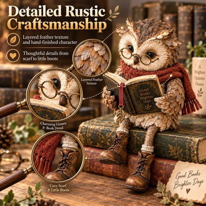Handmade Reading Owl Figurine