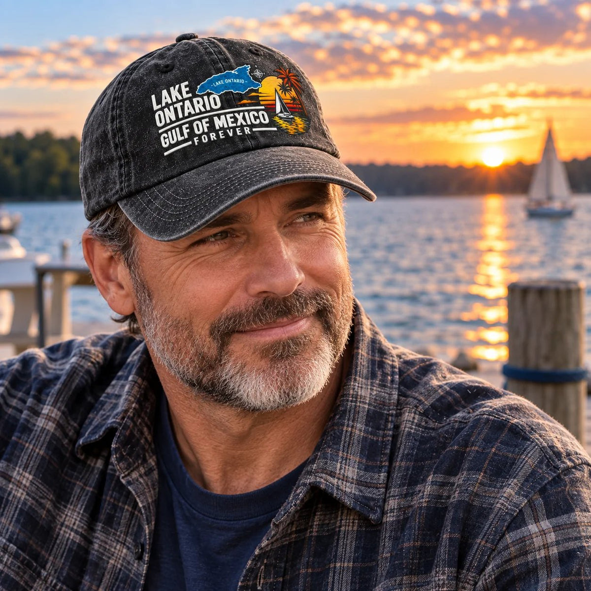 🔥LAST DAY 50% OFF - 🍁🌊Lake Ontario & Gulf Forever Vintage Embroidered Cap (🧢100% Cotton)