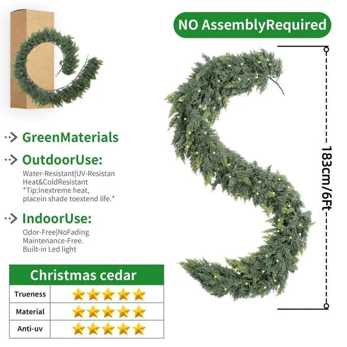 🏆2026 HOT SALE💥 Pre-lit Christmas Cedar Garland