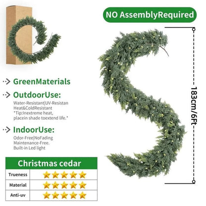 🏆2026 HOT SALE💥 Pre-lit Christmas Cedar Garland