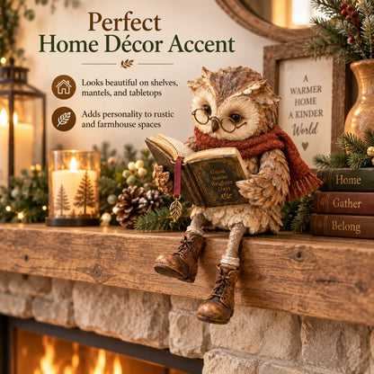 Handmade Reading Owl Figurine