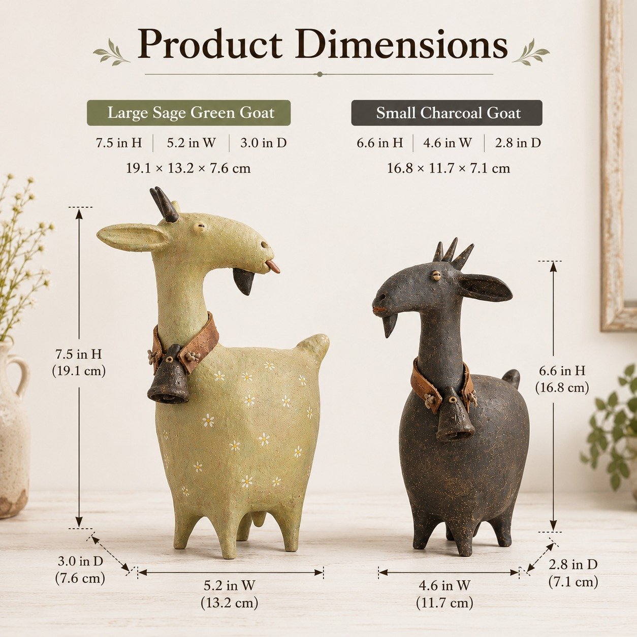 Farmhouse goat figurine dimensions