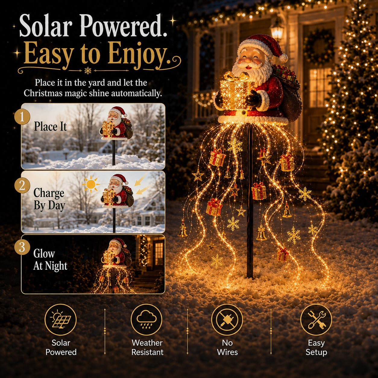 🎅✨ Santa’s Golden Gift Fountain Light 🎁🌟