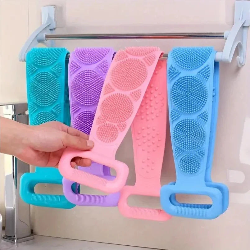 Body Silicone Brush Scrub Body Exfoliating Sponge Brush Bathroom Shower Back Brush Bath Scrub Clean Tool Stain Removal Bath Belt