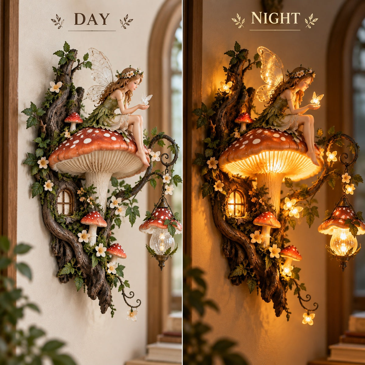 🧚✨ Enchanted Mushroom Fairy Wall Light 🍄🌿