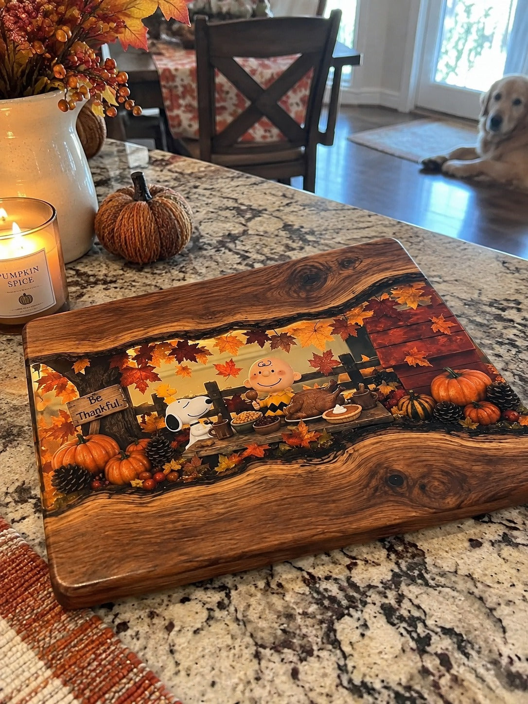 🍂Handmade Harvest Ember Wood & Resin Board – Autumn Charcuterie & Thanksgiving Decor - 🔥Only 7 Left