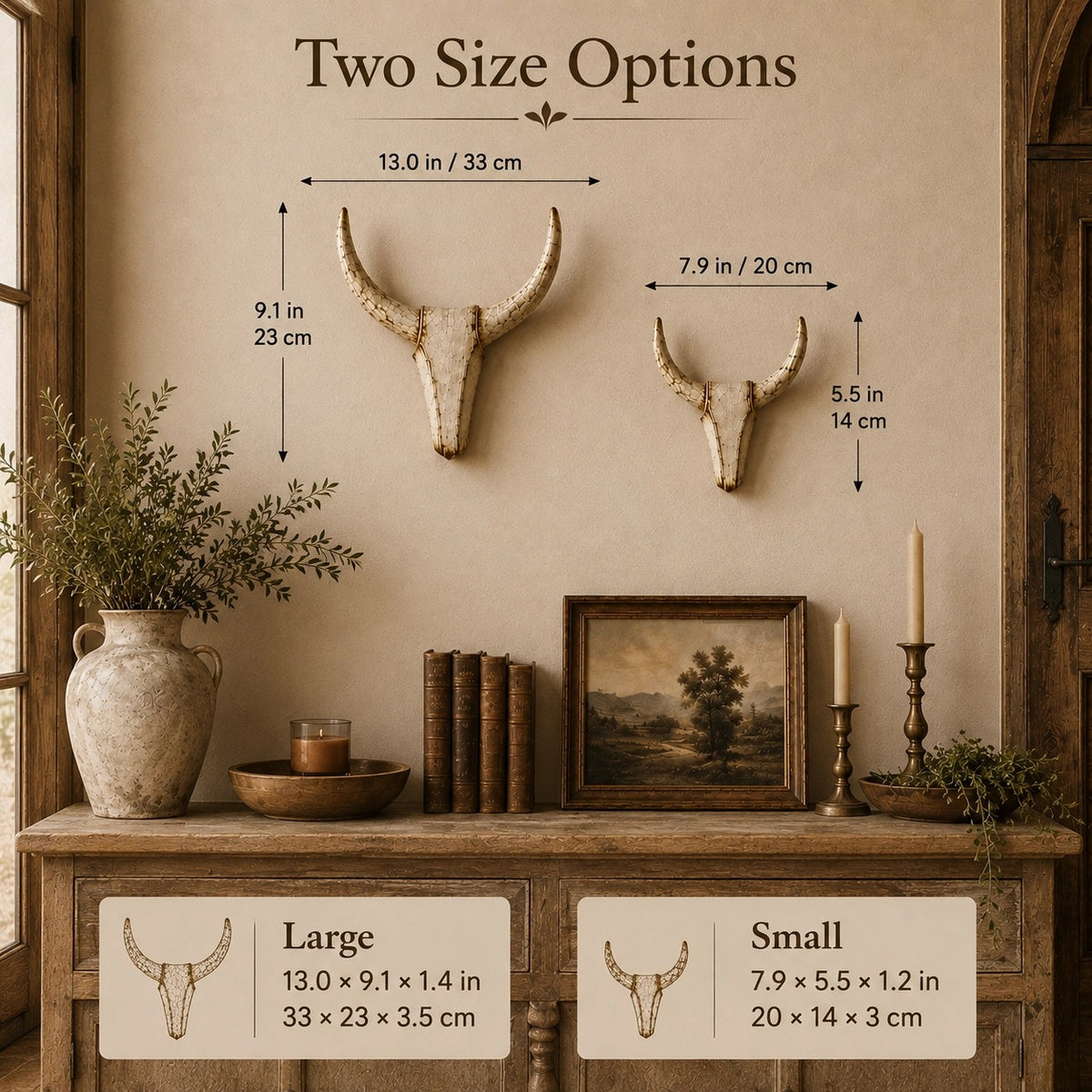 Vintage Distressed Longhorn Wall Sculpture
