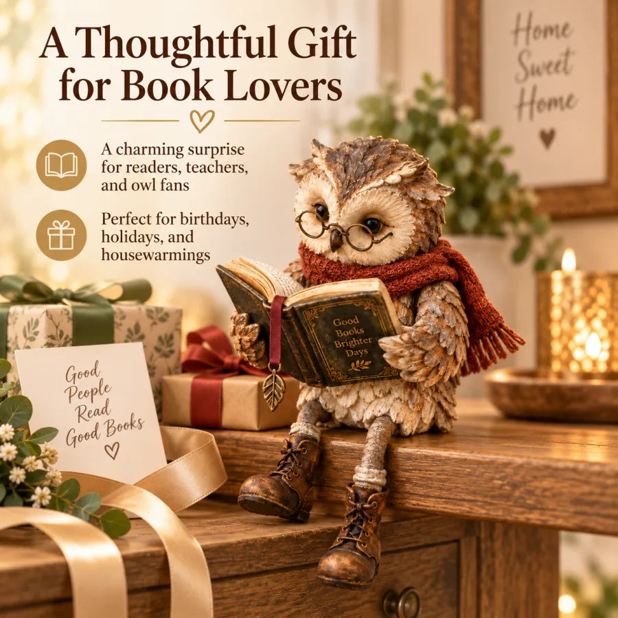Handmade Reading Owl Figurine