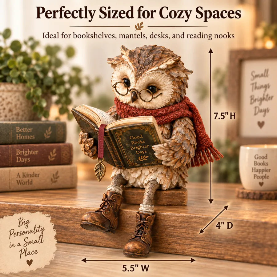 Handmade Reading Owl Figurine