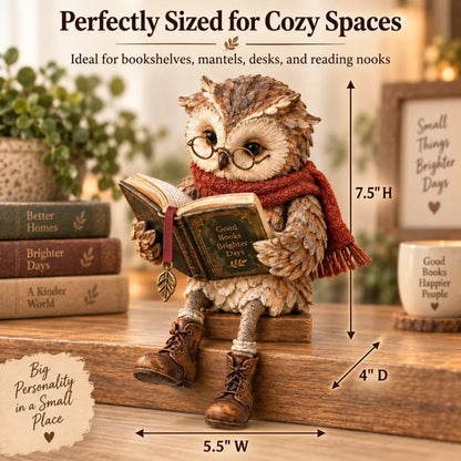 Handmade Reading Owl Figurine