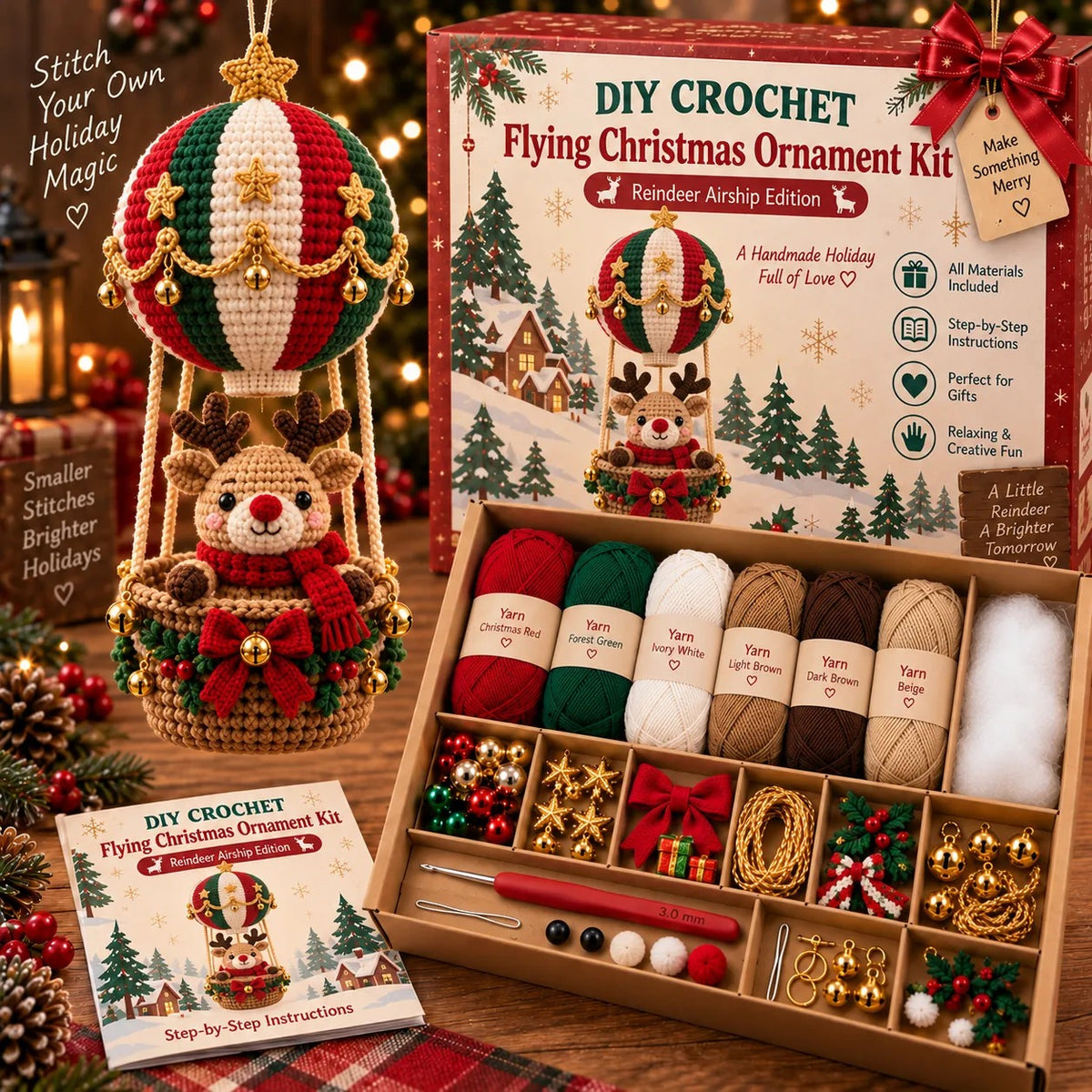🧶 Flying Christmas DIY Crochet Kit — Create Your Own Magical Holiday Ornament