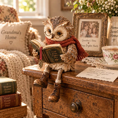 Handmade Reading Owl Figurine