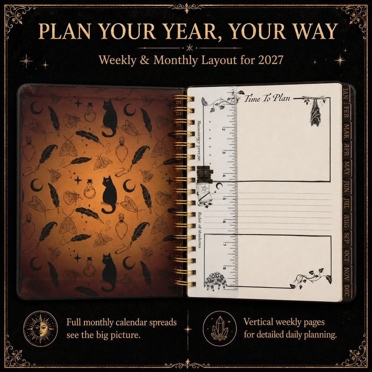 ✍️📕Waiting for the Night: The Witching Hour 2027 Weekly Planner🖤Gothic Romance & Practical Magic for the Year Ahead.