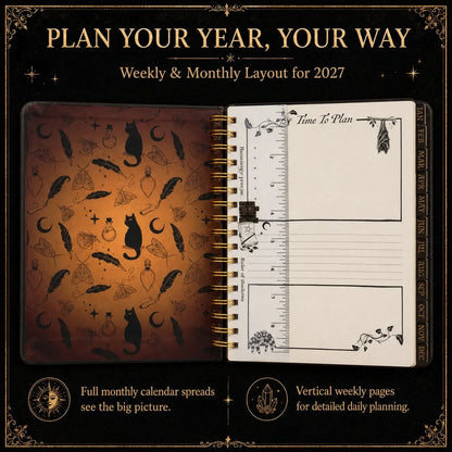 ✍️📕Waiting for the Night: The Witching Hour 2027 Weekly Planner🖤Gothic Romance & Practical Magic for the Year Ahead.