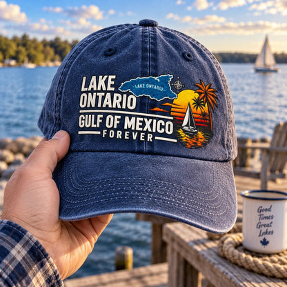 🔥LAST DAY 50% OFF - 🍁🌊Lake Ontario & Gulf Forever Vintage Embroidered Cap (🧢100% Cotton)