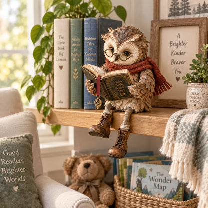 Handmade Reading Owl Figurine